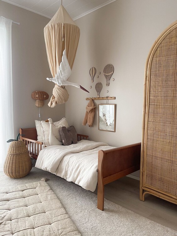 Chambre enfants teintes murales neutres 