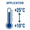 Application entre 10 et 25°C