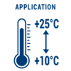Application entre 10 et 25°C